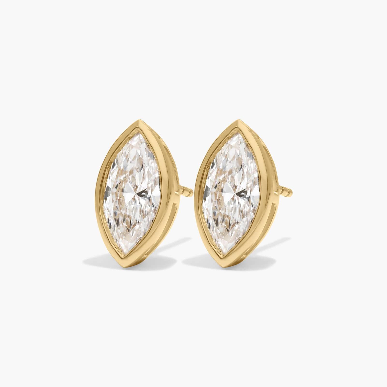 Bezel Stud Earrings With 3 CTW Marquise Cut Lab-Grown Diamonds in 14K Yellow Gold