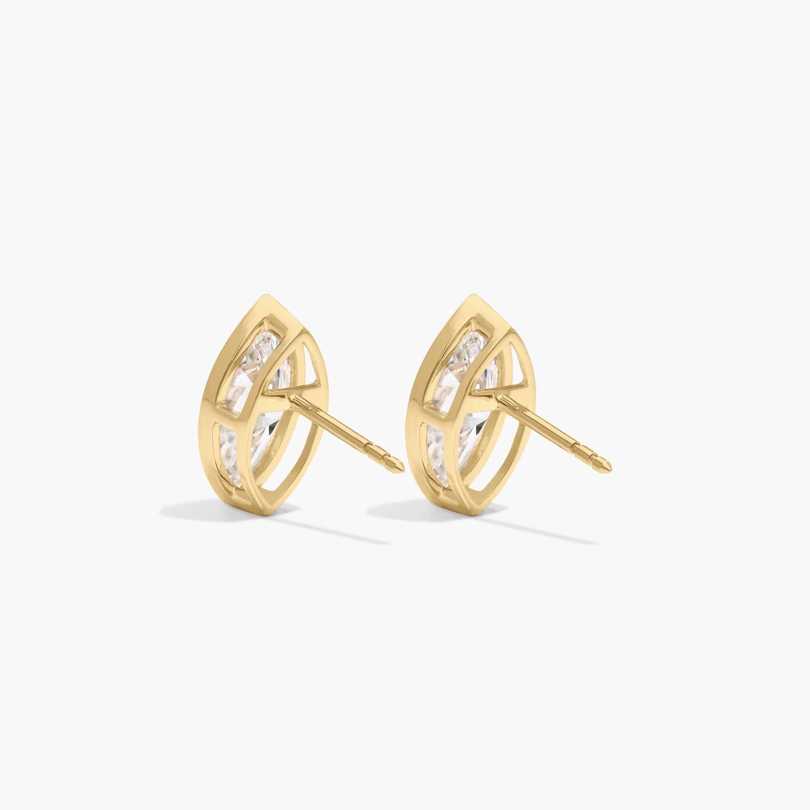 Bezel Stud Earrings With 3 CTW Marquise Cut Lab-Grown Diamonds in 14K Yellow Gold