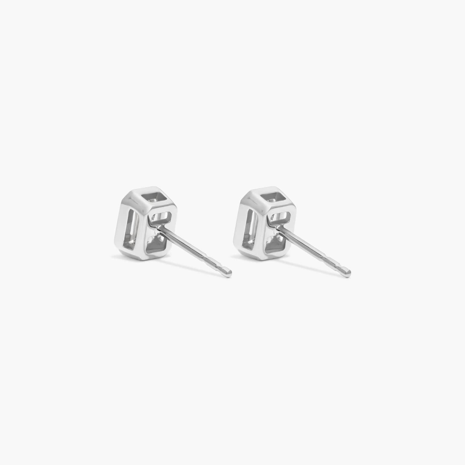 Bezel Stud Earrings With 0.75 CTW Emerald Cut Lab-Grown Diamonds in 14K White Gold