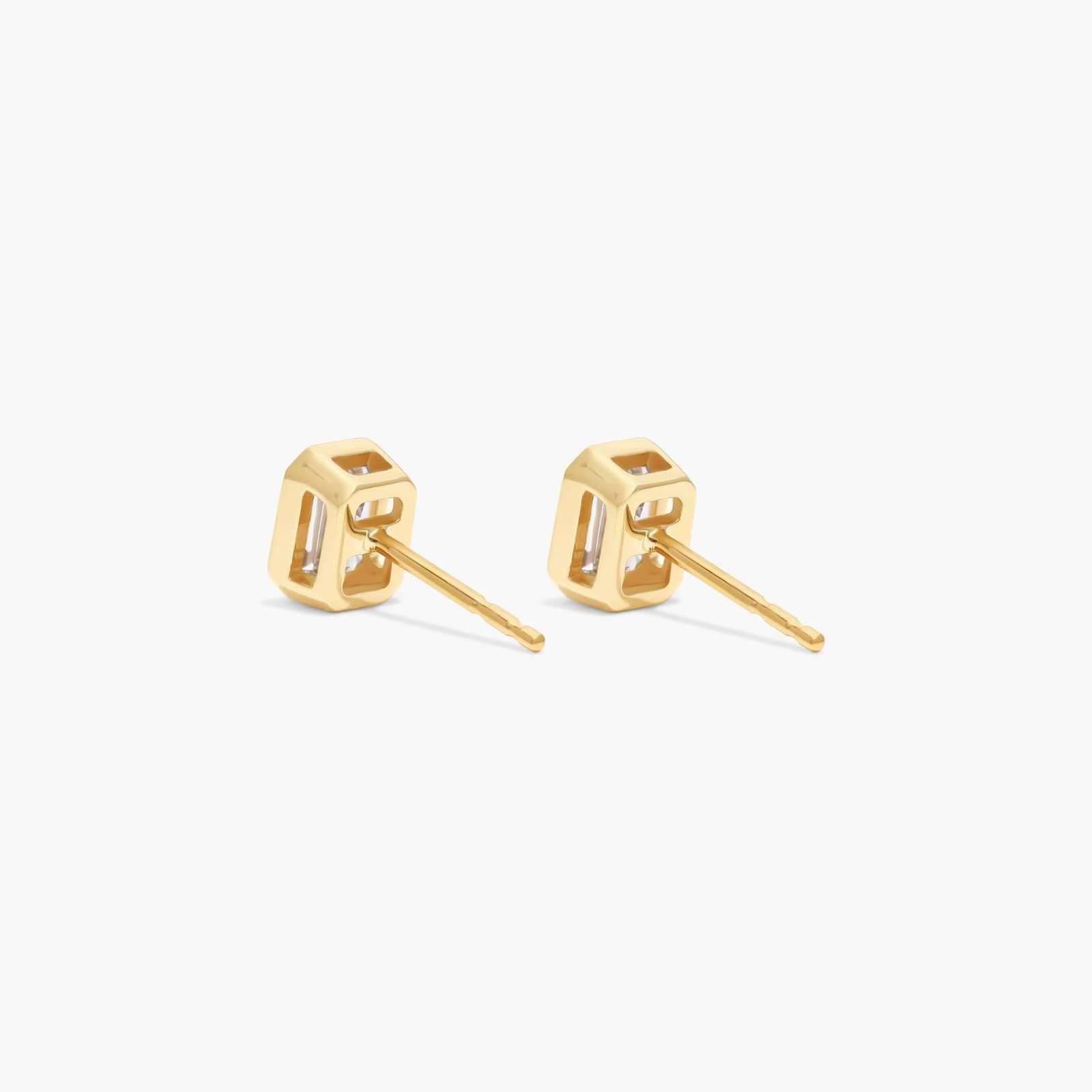 Bezel Stud Earrings With 0.75 CTW Emerald Cut Lab-Grown Diamonds in 14K Yellow Gold
