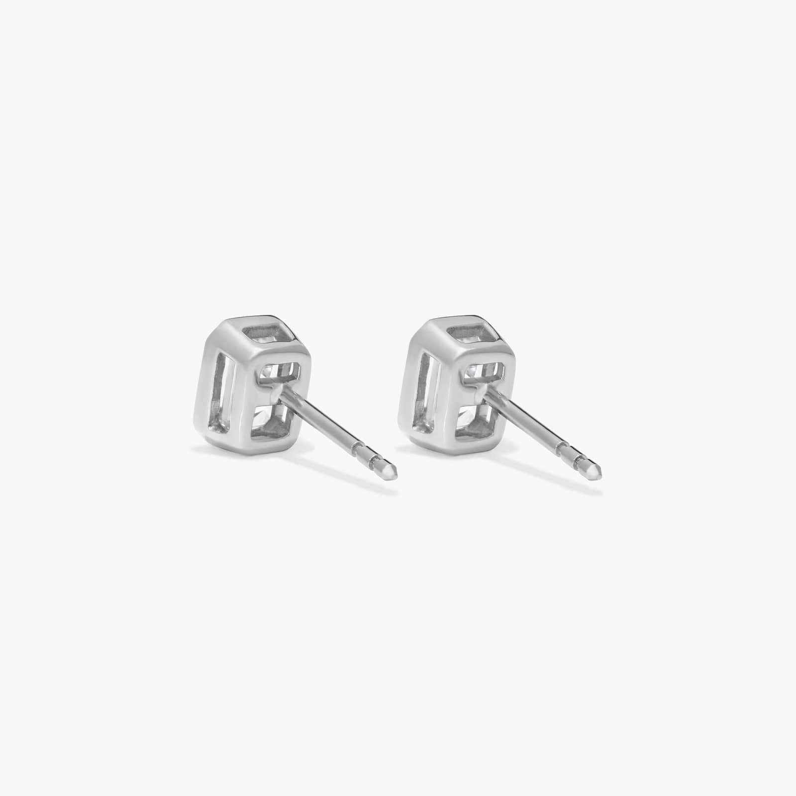 Bezel Stud Earrings With 1 CTW Emerald Cut Lab-Grown Diamonds in 14K White Gold