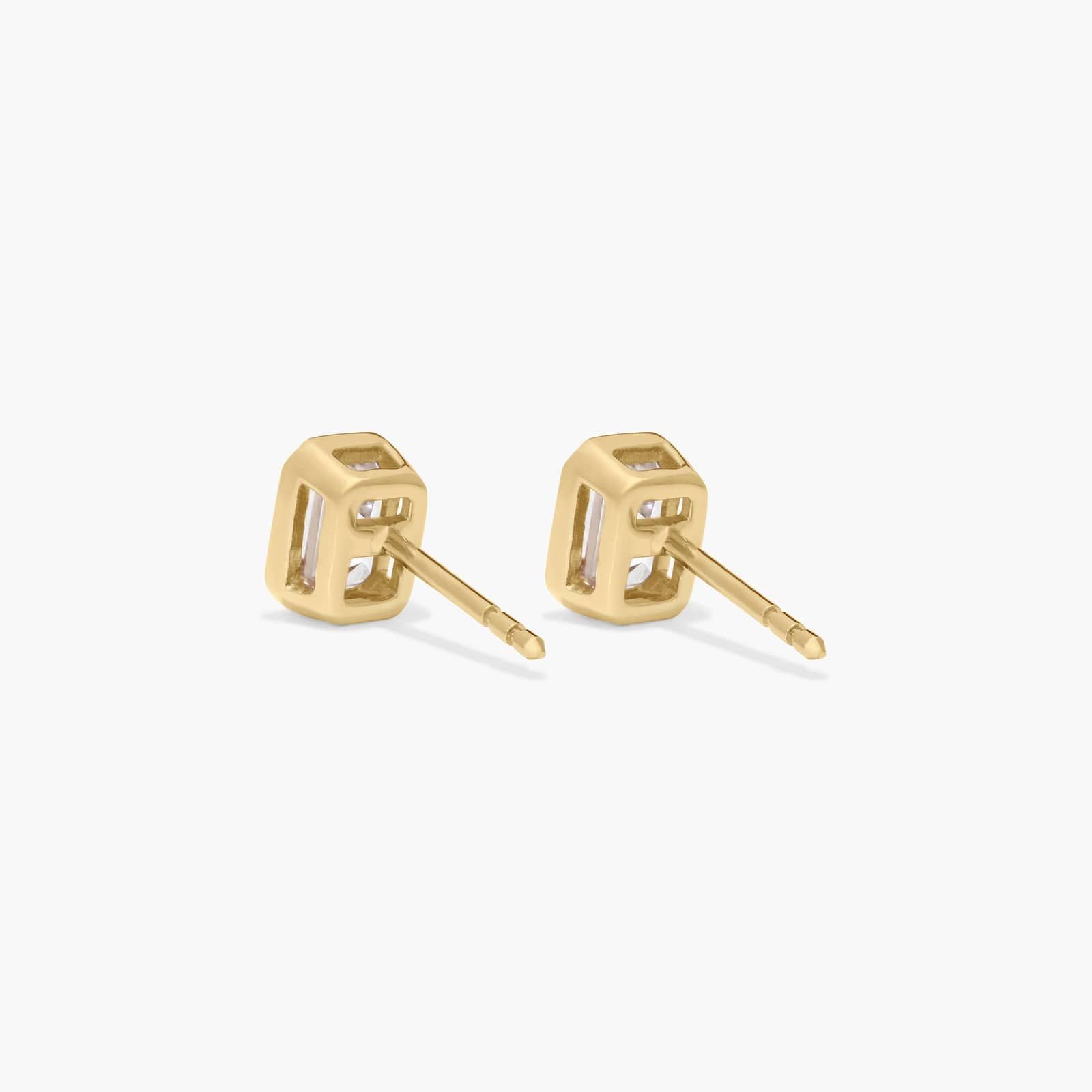 Bezel Stud Earrings With 1 CTW Emerald Cut Lab-Grown Diamonds in 14K Yellow Gold