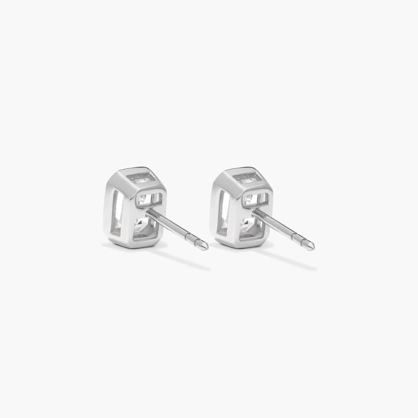 Bezel Stud Earrings With 1.5 CTW Emerald Cut Lab-Grown Diamonds in 14K White Gold
