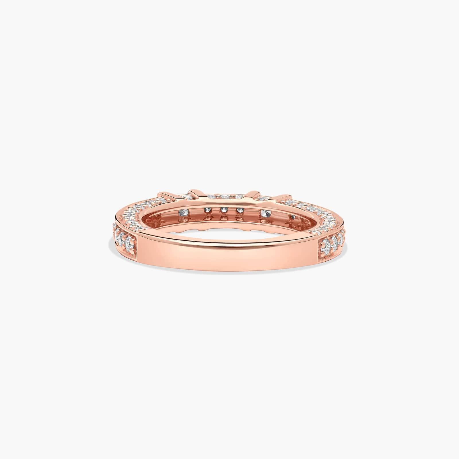 14K Rose Gold 0.93ct Bar Set and Pavé Diamond Wedding Ring