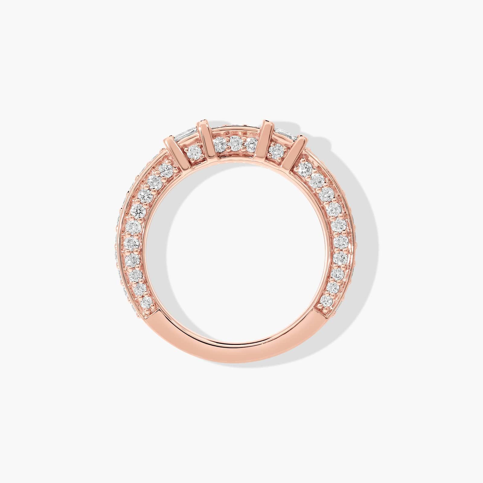 14K Rose Gold 0.93ct Bar Set and Pavé Diamond Wedding Ring