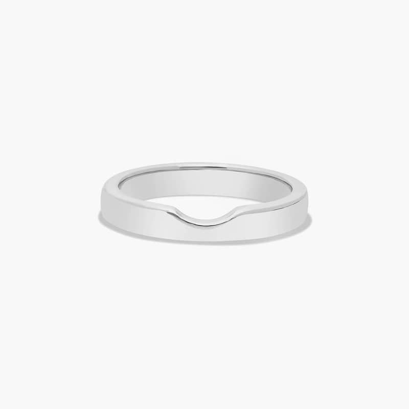 Cross Prong Wedding Ring In 18K White Gold (3.00mm)
