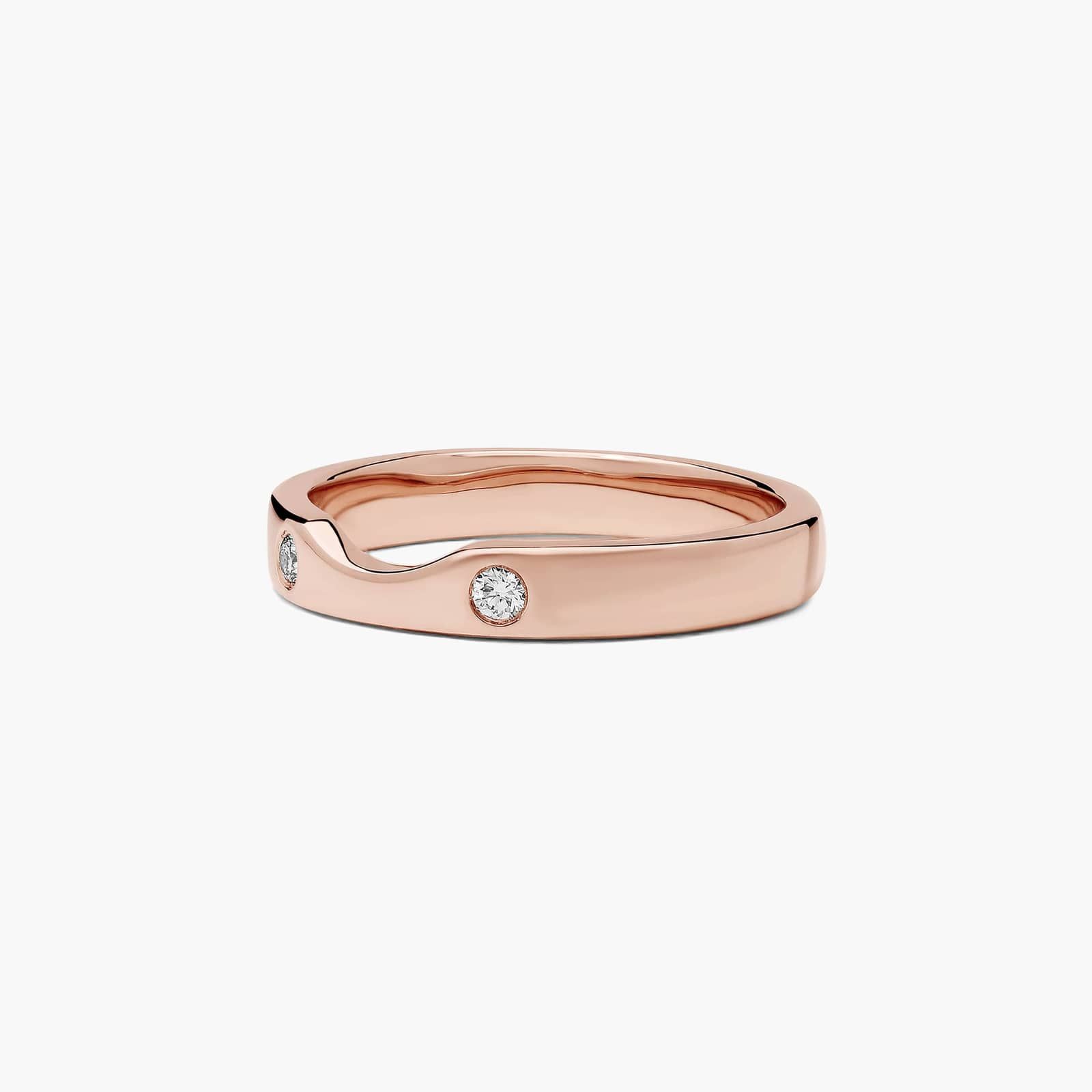 Slightly Curved Wedding Ring With 0.06 CTW Round Diamonds In 14K Rose Gold (3.00mm)