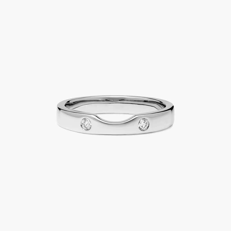 Slightly Curved Wedding Ring With Round Brilliant Diamonds In 14K White Gold (3.00mm)