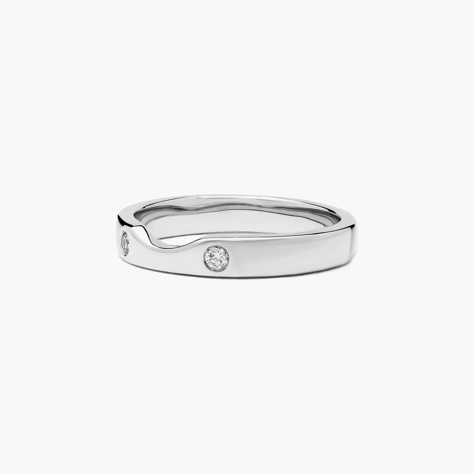 Slightly Curved Wedding Ring With Round Brilliant Diamonds In 14K White Gold (3.00mm)