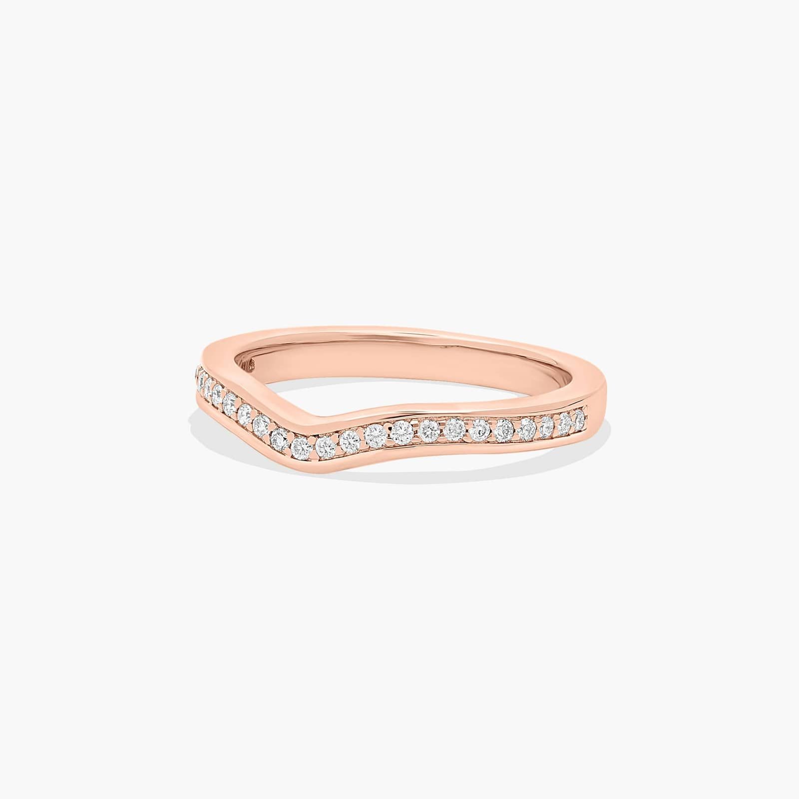 Curved Pavé Set Diamond Wedding Ring In 14K Rose Gold (2.50mm)