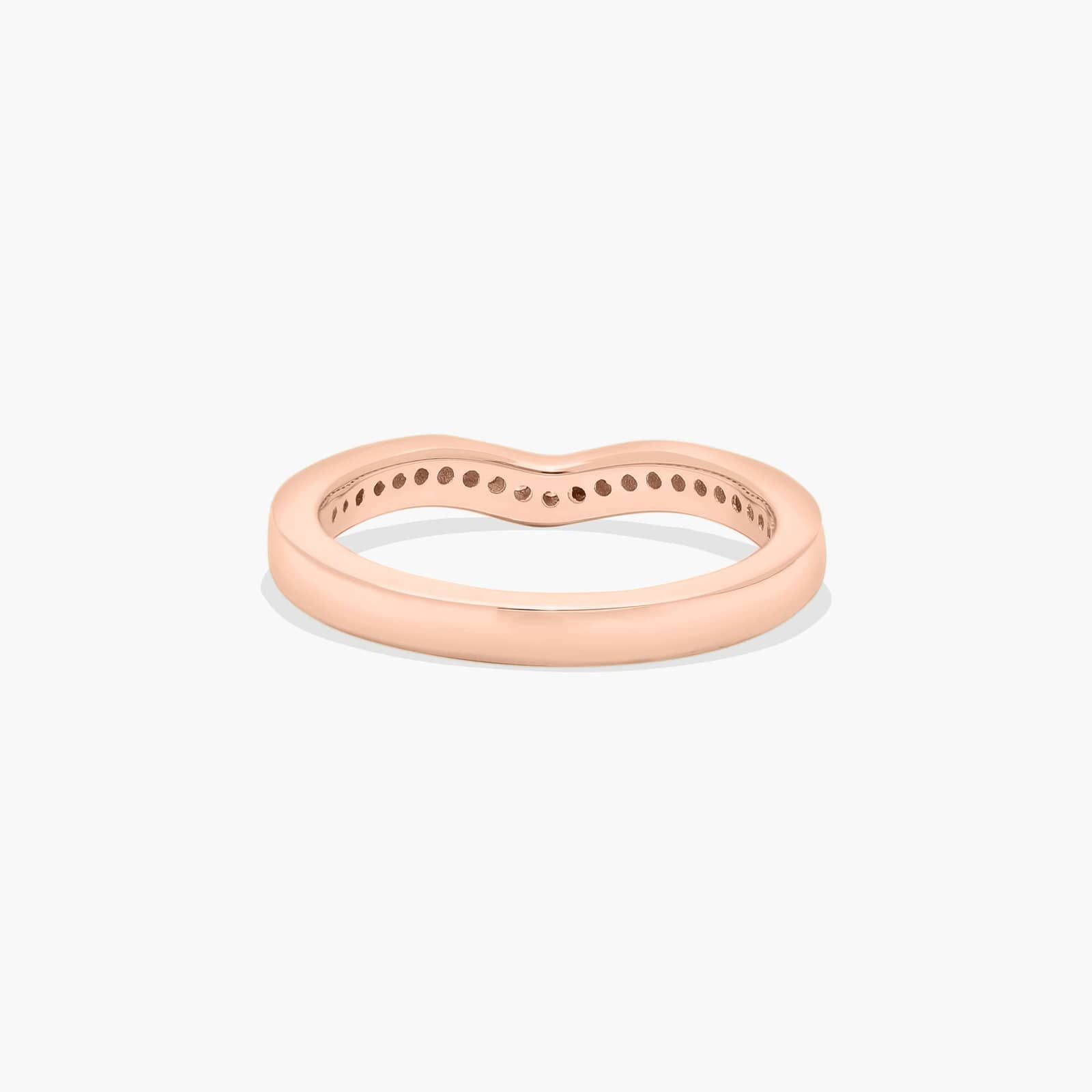 Curved Pavé Set Diamond Wedding Ring In 14K Rose Gold (2.50mm)