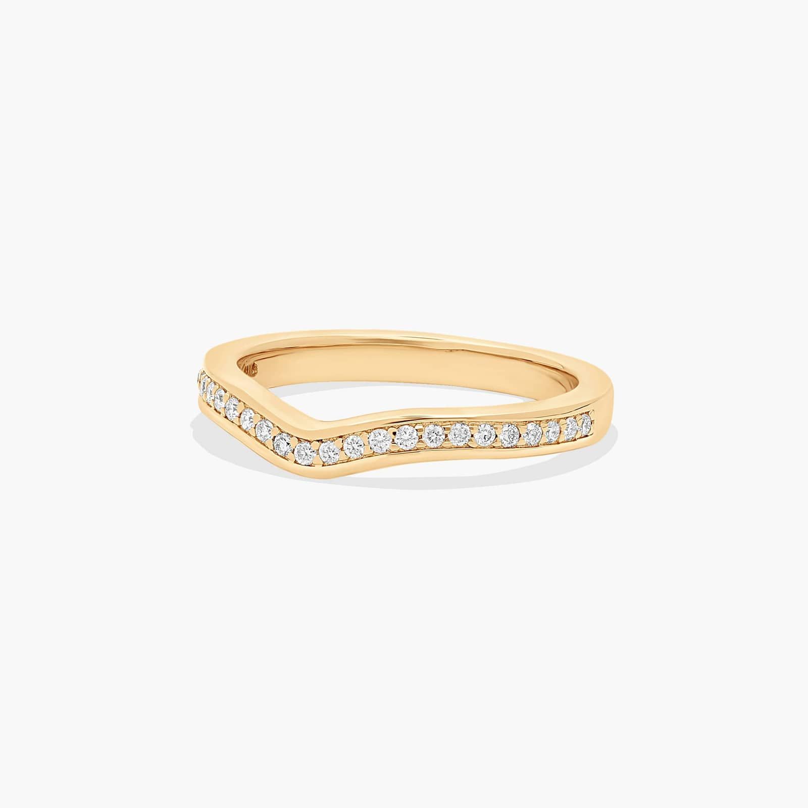 Curved Pavé Set Diamond Wedding Ring In 14K Yellow Gold (2.50mm)