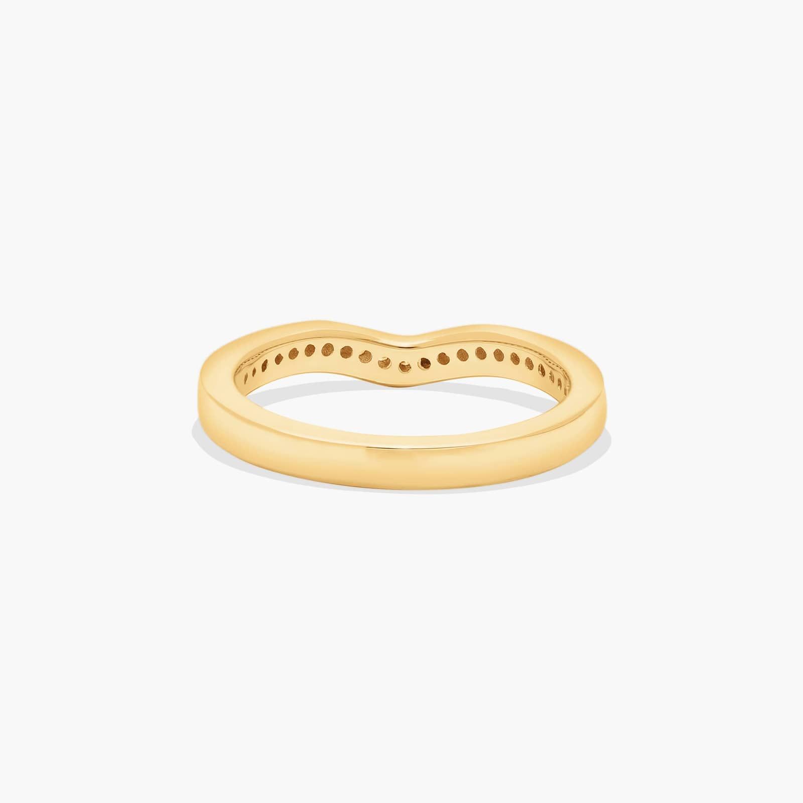 Curved Pavé Set Diamond Wedding Ring In 14K Yellow Gold (2.50mm)