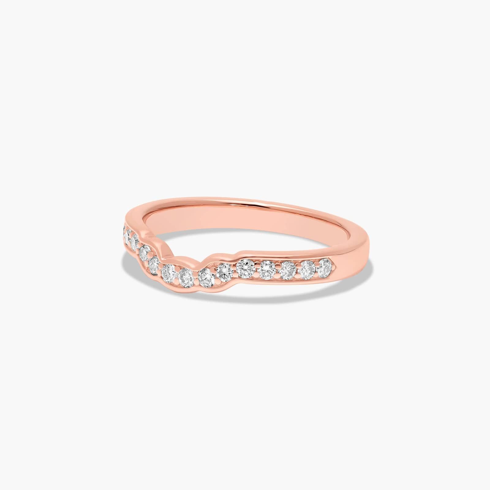 Contoured Pavé Set Diamond Wedding Ring In 14K Rose Gold (2.50mm)