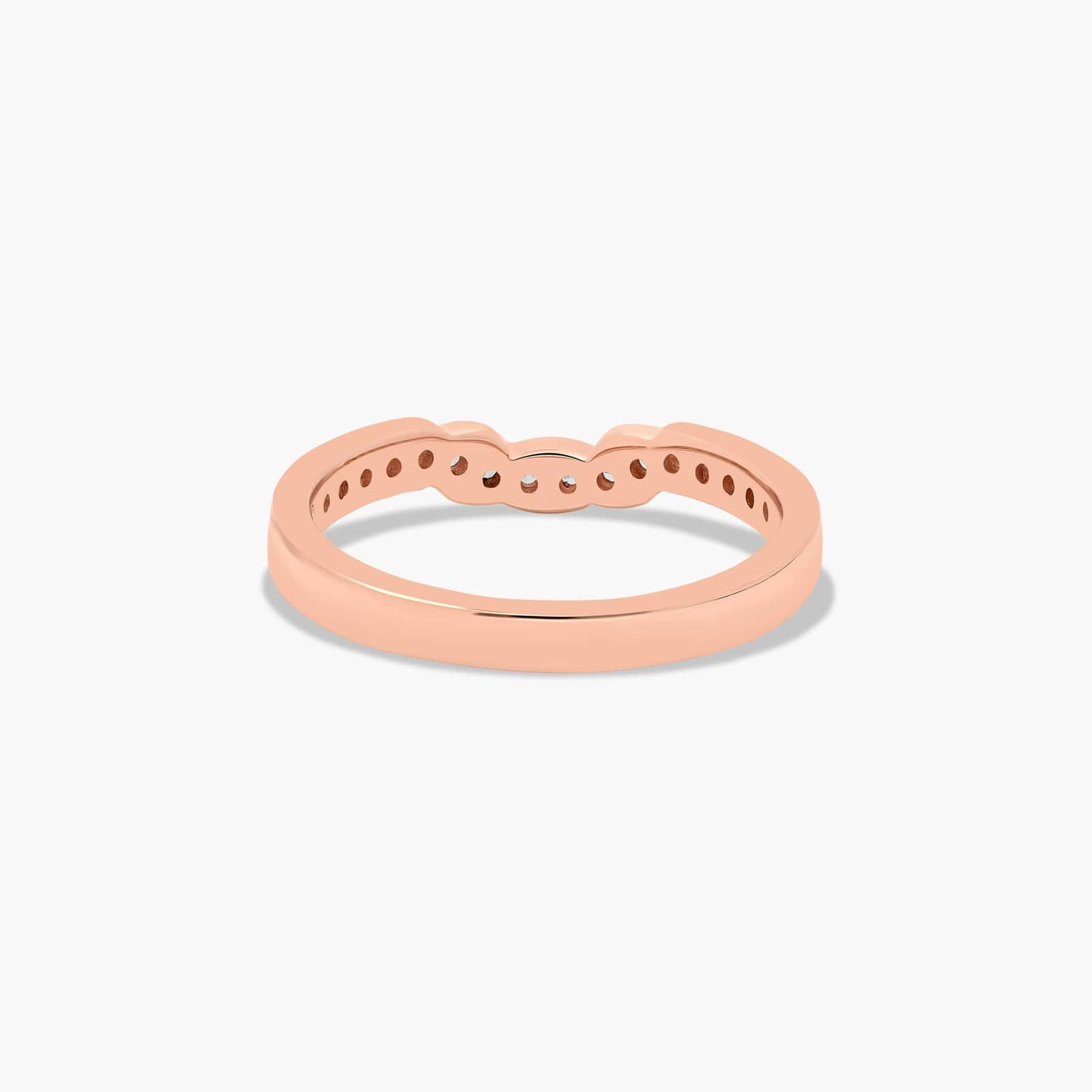 Contoured Pavé Set Diamond Wedding Ring In 14K Rose Gold (2.50mm)