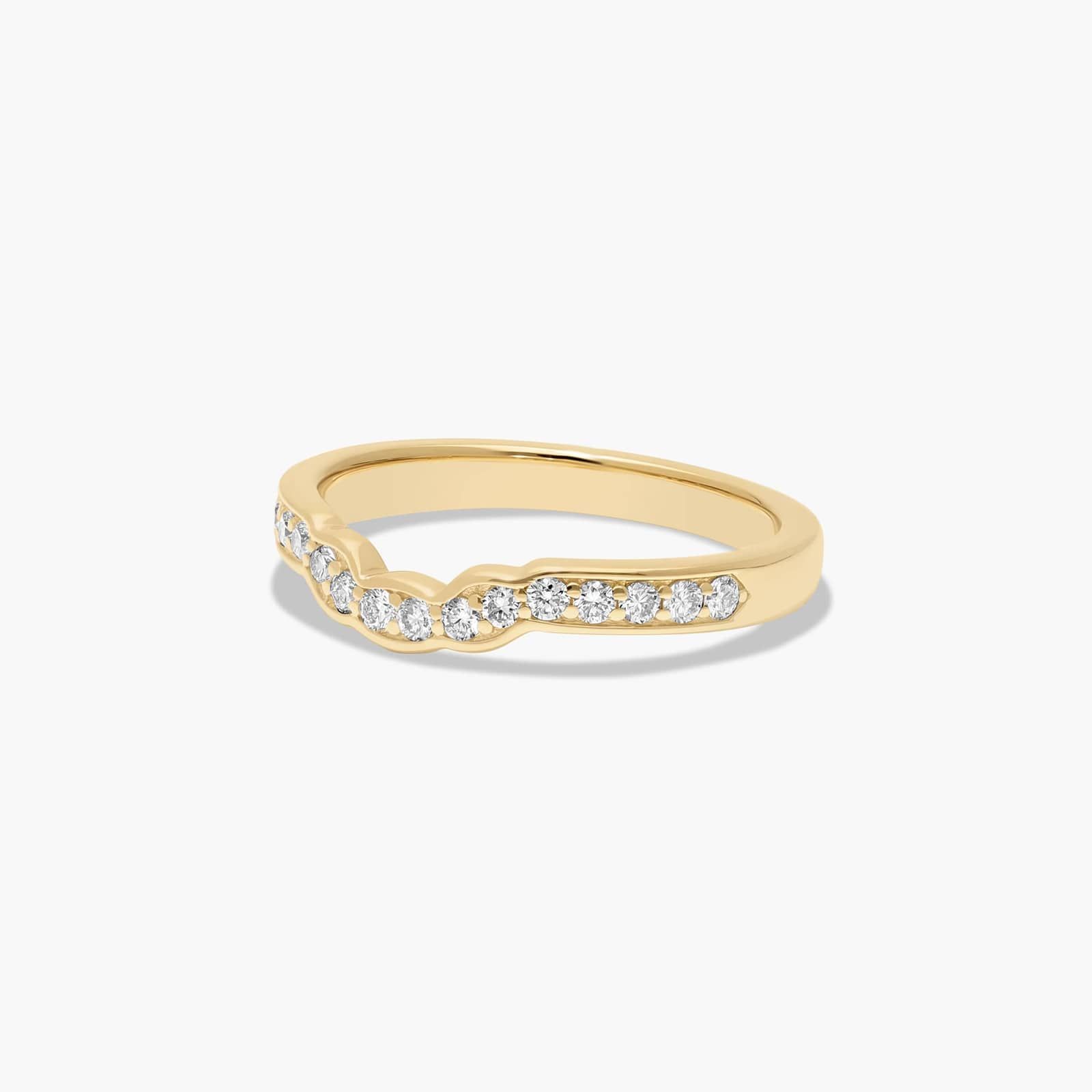 Contoured Pavé Set Diamond Wedding Ring In 14K Yellow Gold (2.50mm)