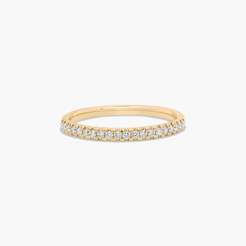 Thin Pavé Set Diamond Wedding Ring In 14K Yellow Gold (1.50mm)