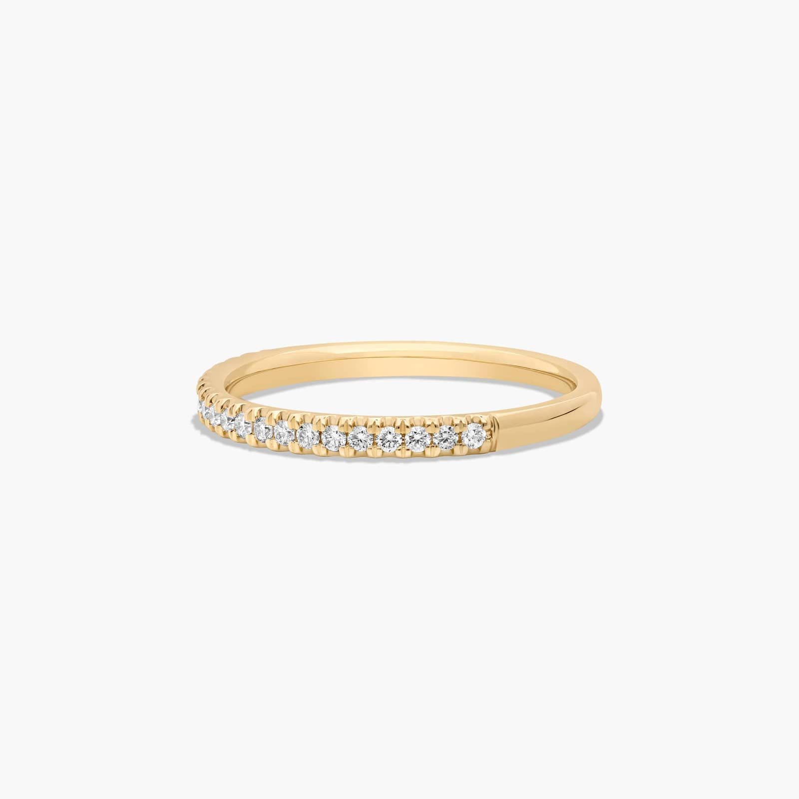 Thin Pavé Set Diamond Wedding Ring In 14K Yellow Gold (1.50mm)