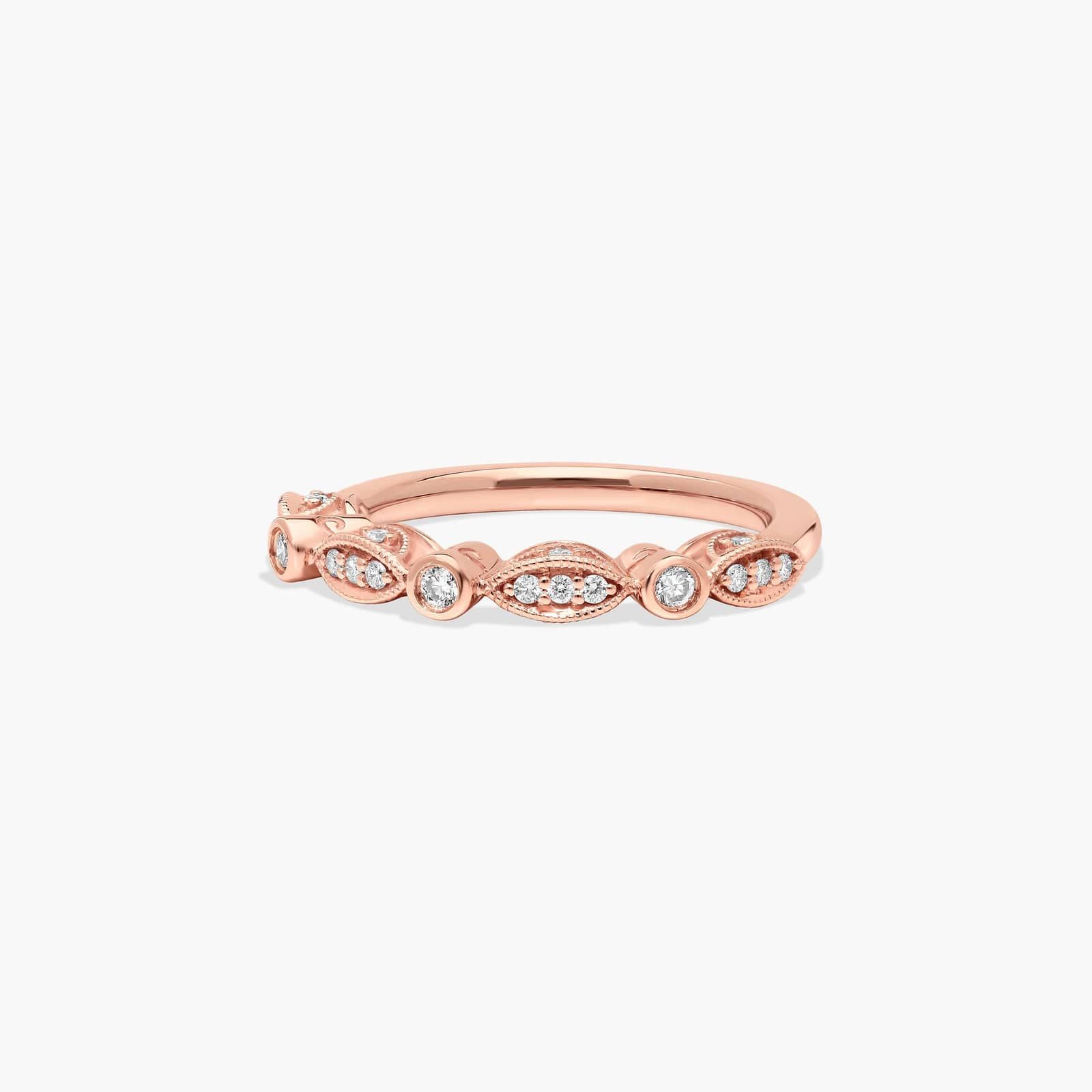 Bezel and Pavé Set Diamond Wedding Ring In 14K Rose Gold (2.00mm)