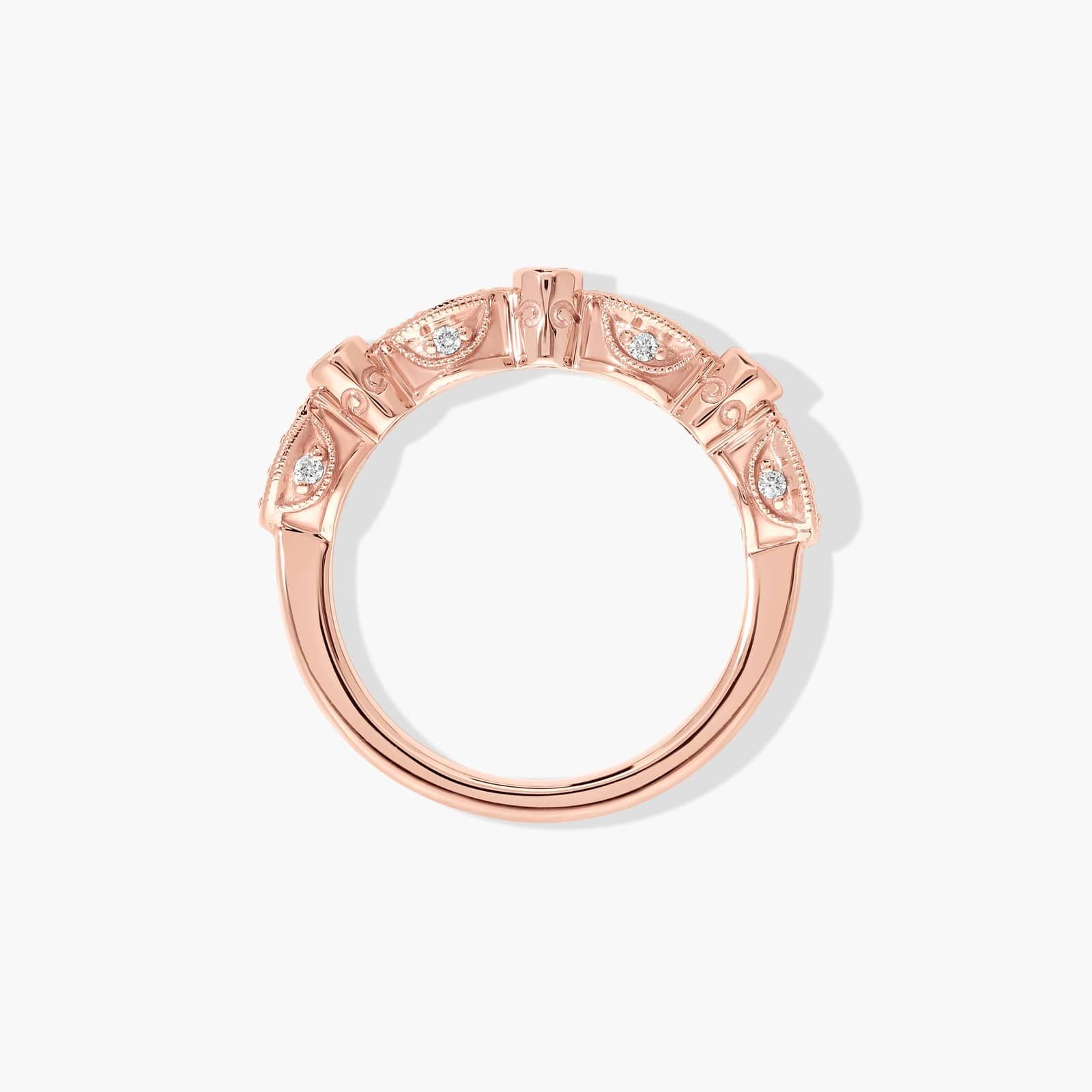 Bezel and Pavé Set Diamond Wedding Ring In 14K Rose Gold (2.00mm)