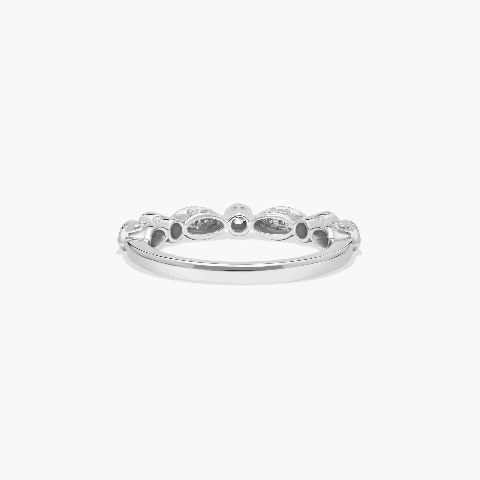 Bezel and Pavé Set Diamond Wedding Ring In 14K White Gold (2.00mm)