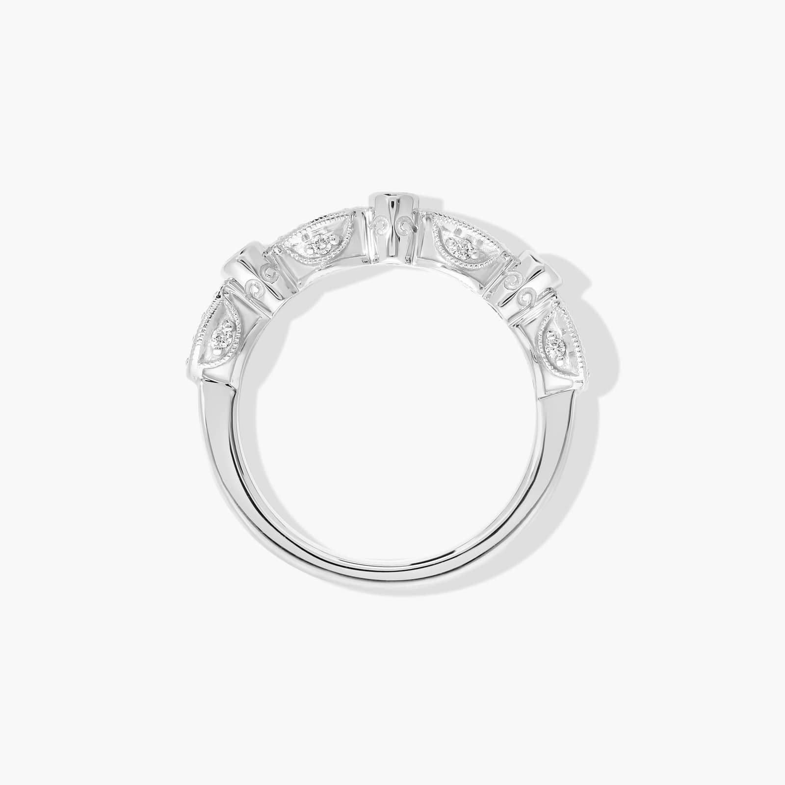 Bezel and Pavé Set Diamond Wedding Ring In 14K White Gold (2.00mm)