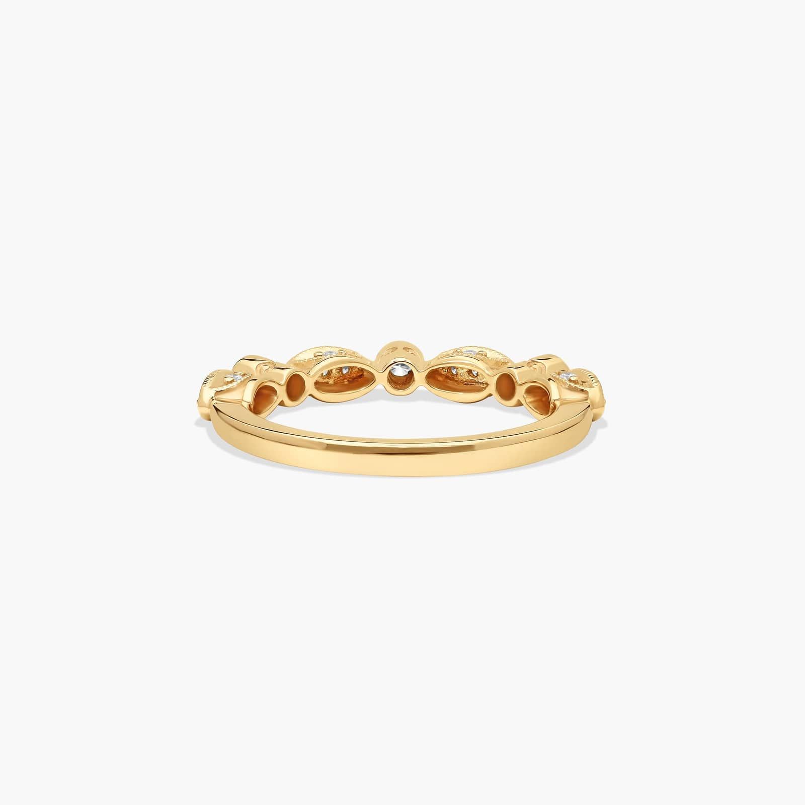 Bezel and Pavé Set Diamond Wedding Ring In 14K Yellow Gold (2.00mm)