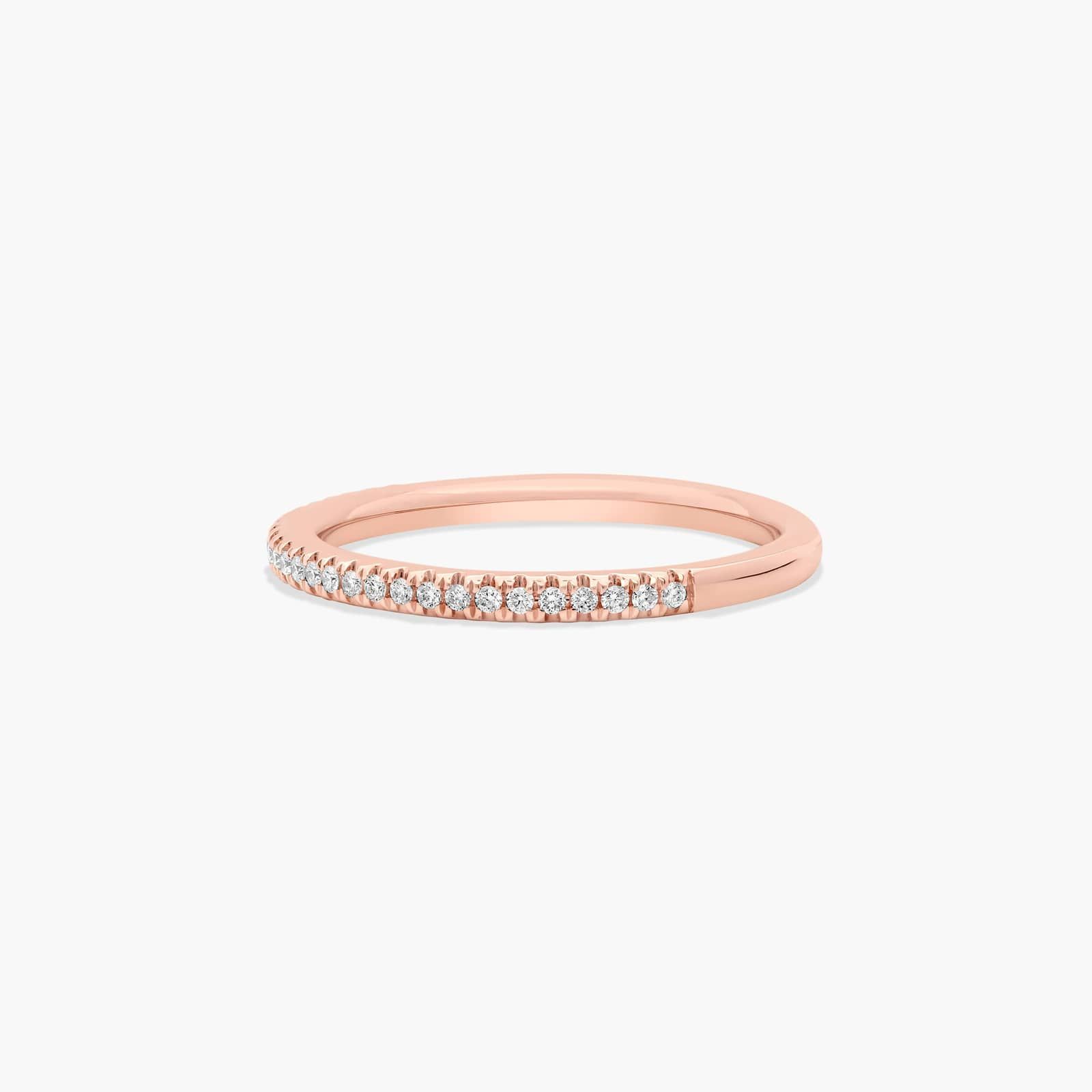 U Pavé Rounded Diamond Wedding Ring In 14K Rose Gold (1.50mm)