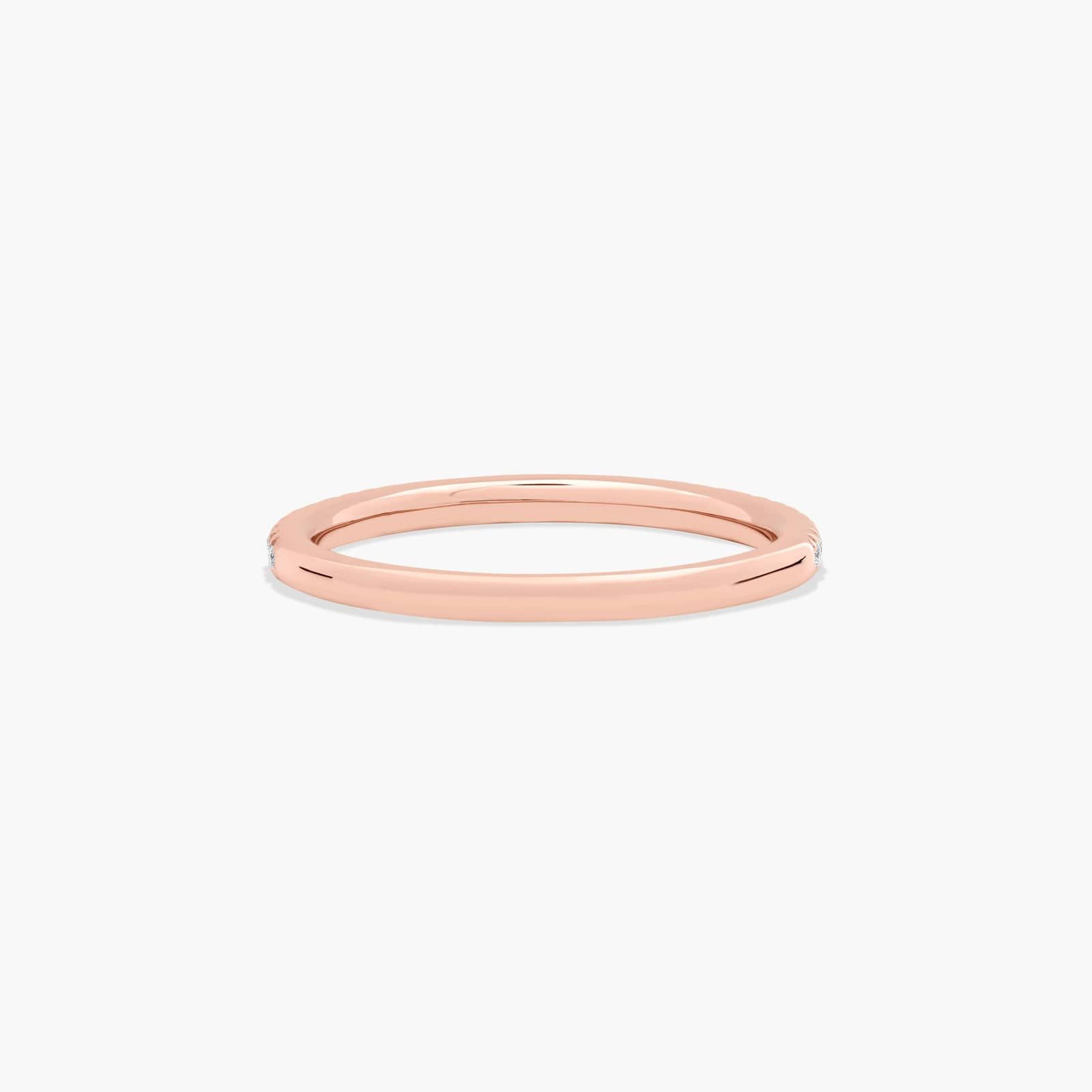 U Pavé Rounded Diamond Wedding Ring In 14K Rose Gold (1.50mm)