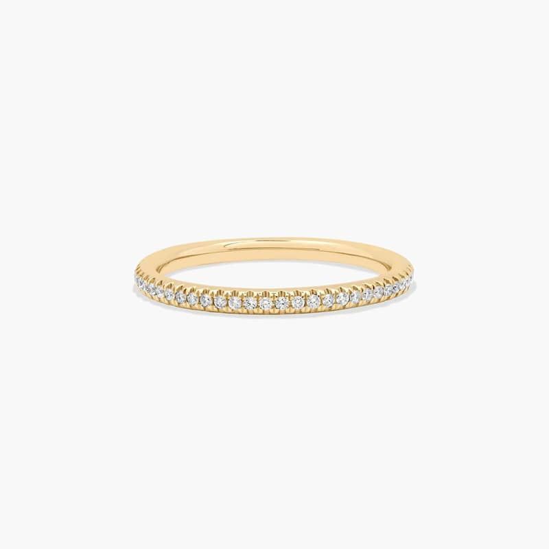 U Pavé Rounded Diamond Wedding Ring In 14K Yellow Gold (1.50mm)