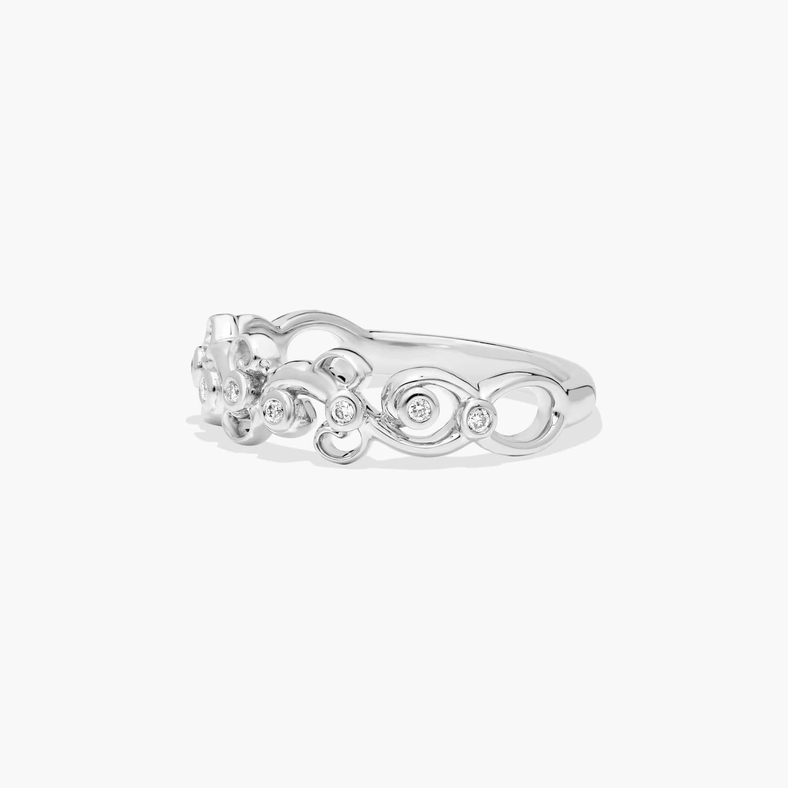 Blossoming Vine Diamond Wedding Ring In 14K White Gold (2.00mm)