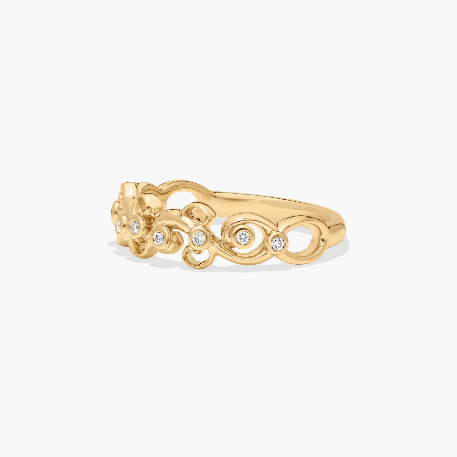 Blossoming Vine Diamond Wedding Ring In 14K Yellow Gold (2.00mm)