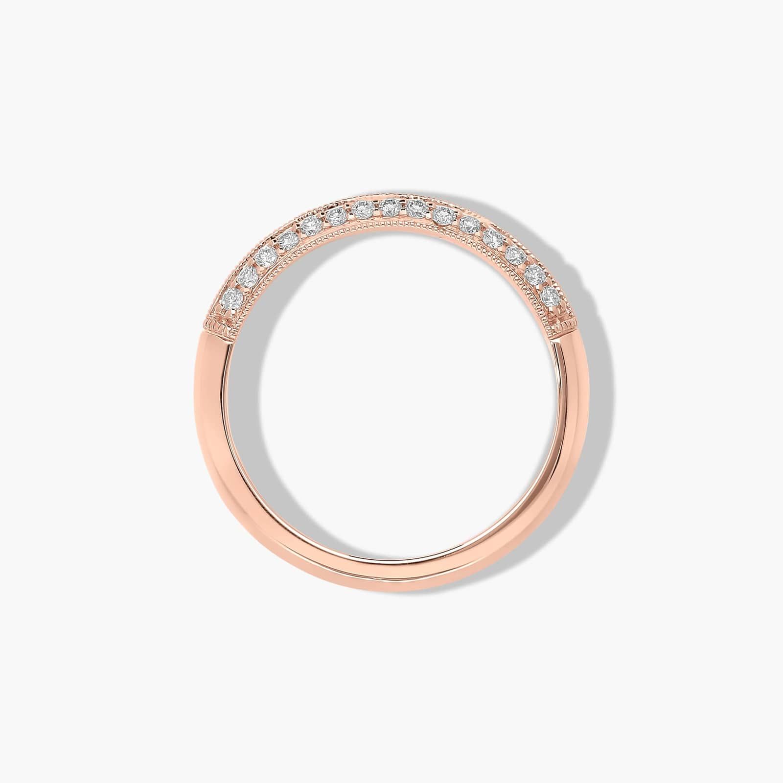 Pavé Knife Edge Cathedral Diamond Wedding Ring In 14K Rose Gold (2.00mm)