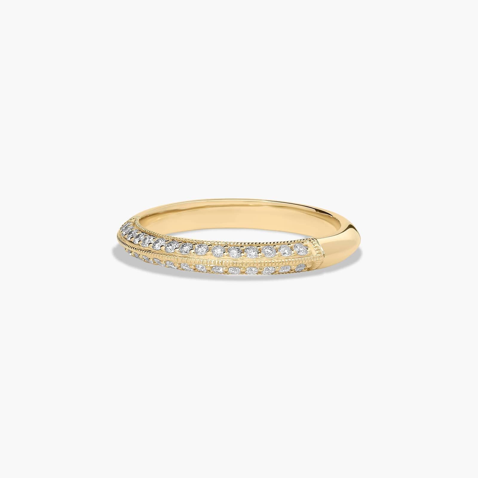 Pavé Knife Edge Cathedral Diamond Wedding Ring In 14K Yellow Gold (2.00mm)