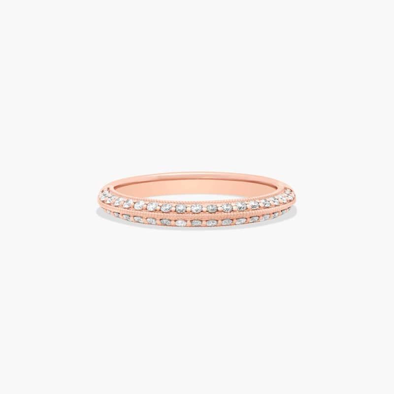 Pavé Knife Edge Lotus Diamond Wedding Ring In 14K Rose Gold (2.50mm)