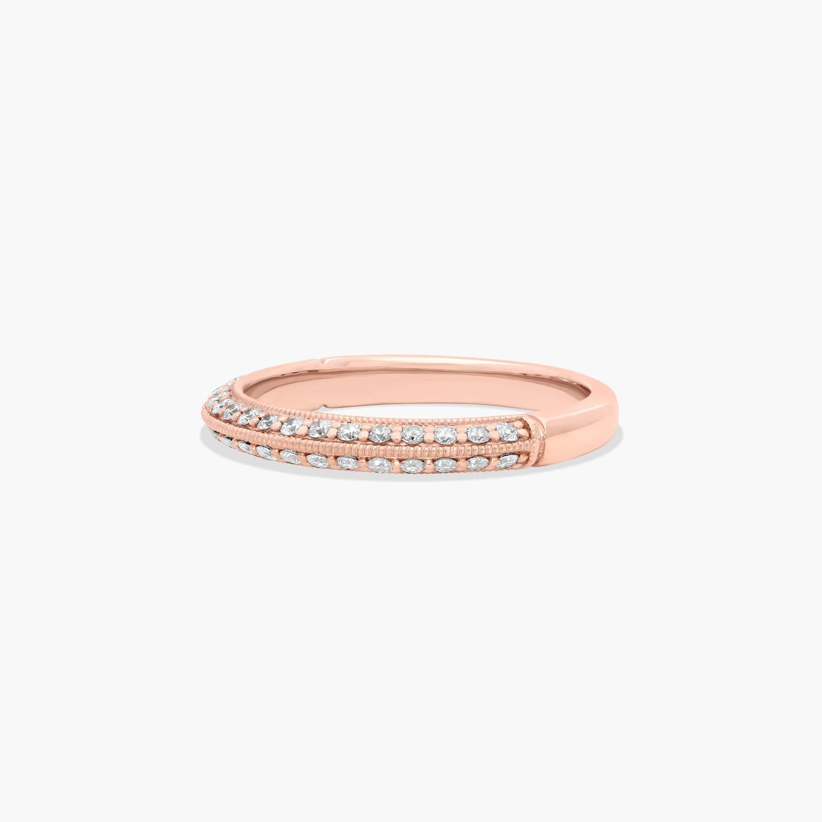 Pavé Knife Edge Lotus Diamond Wedding Ring In 14K Rose Gold (2.50mm)