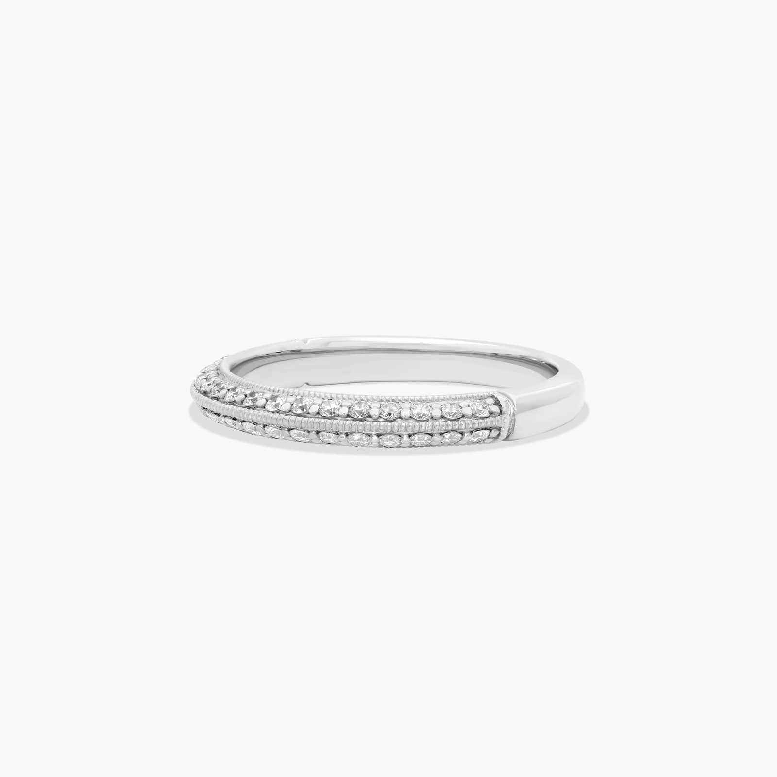 Pavé Knife Edge Lotus Diamond Wedding Ring In Platinum (2.50mm)