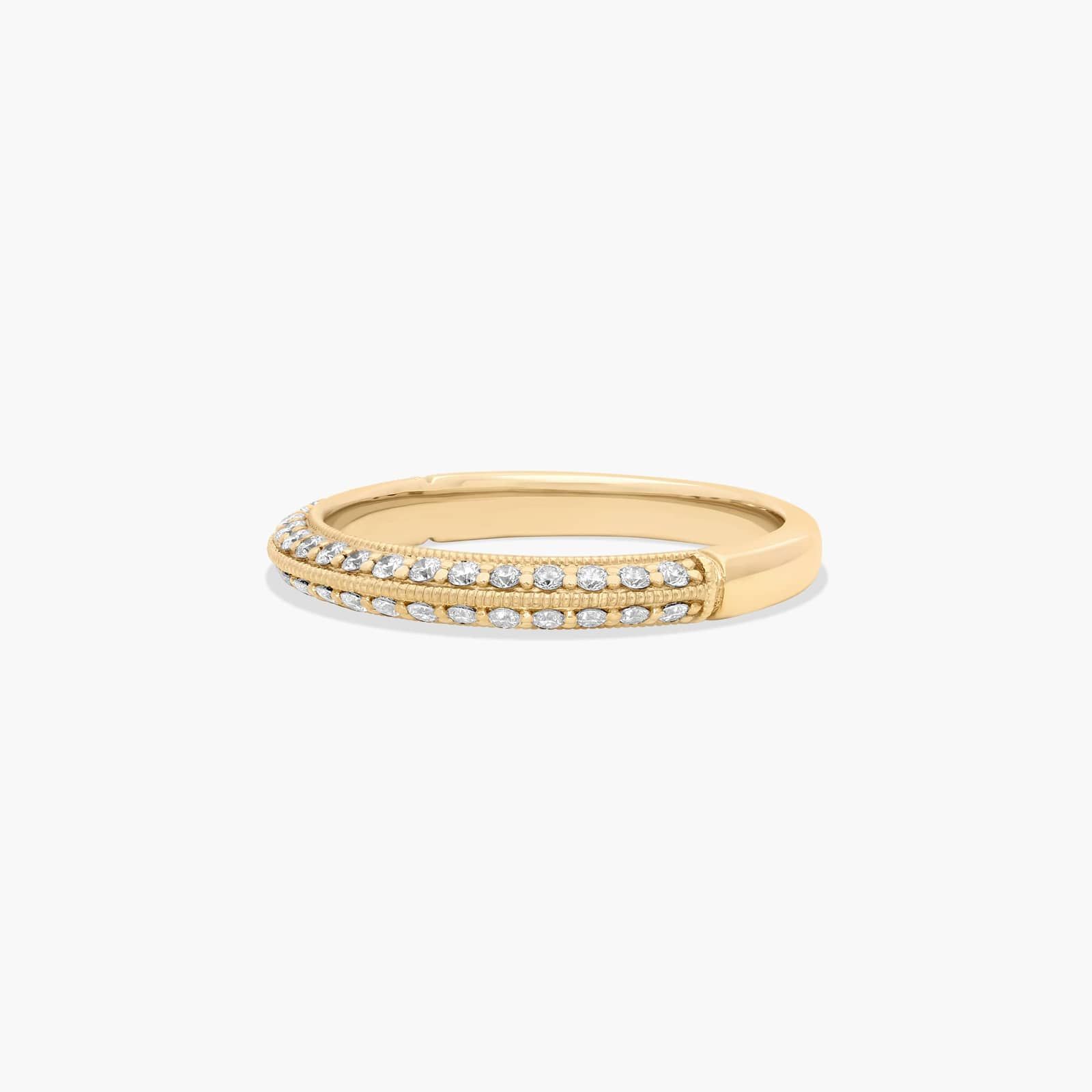 Pavé Knife Edge Lotus Diamond Wedding Ring In 14K Yellow Gold (2.50mm)