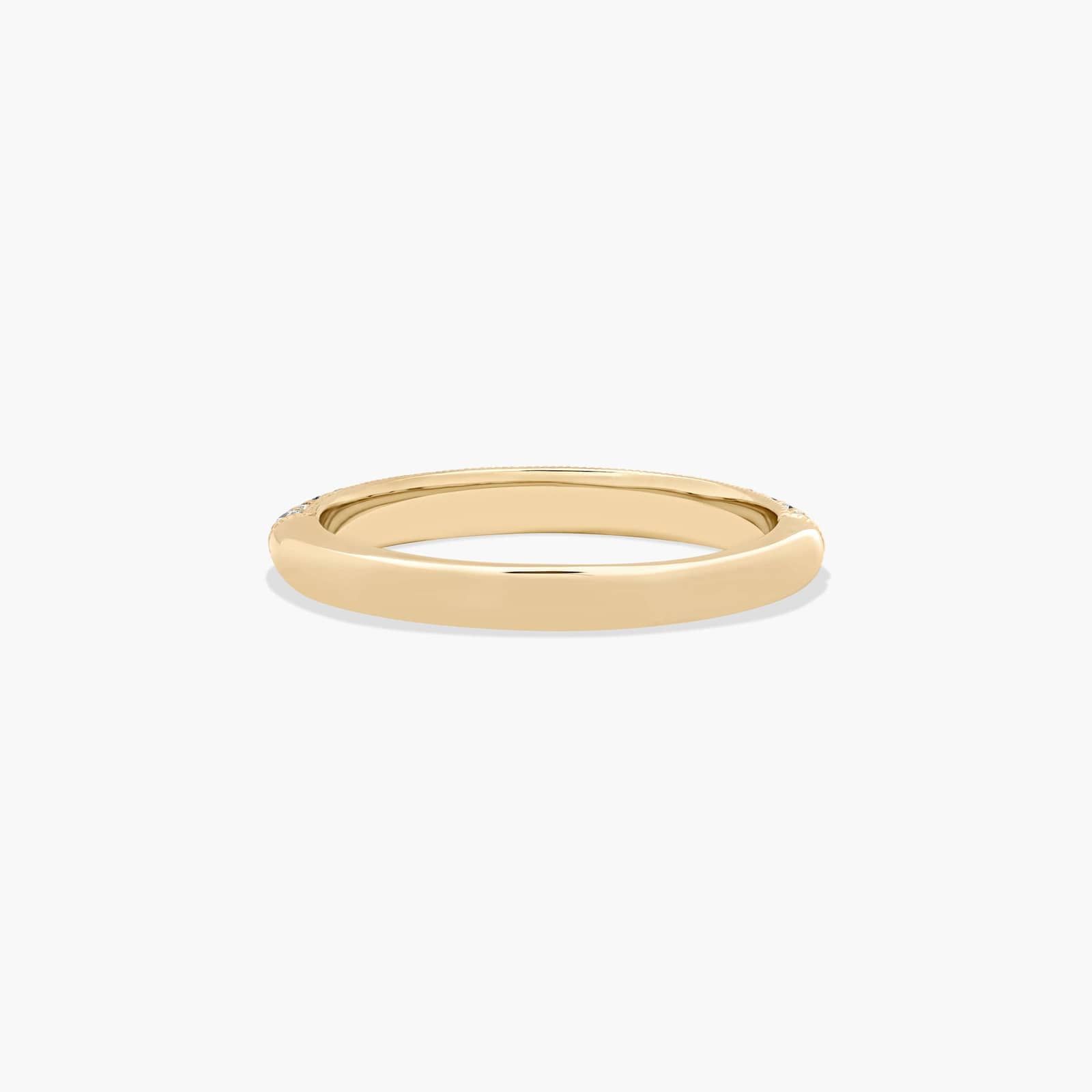 Pavé Knife Edge Lotus Diamond Wedding Ring In 14K Yellow Gold (2.50mm)