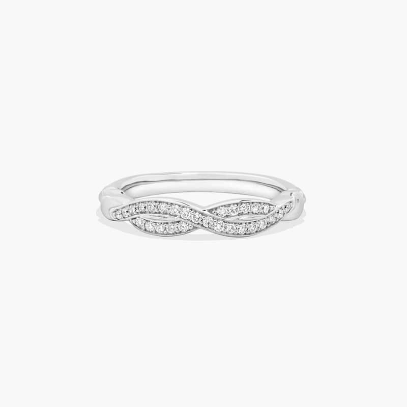 Pavé Crossover Diamond Wedding Ring In 14K White Gold (3.00mm)