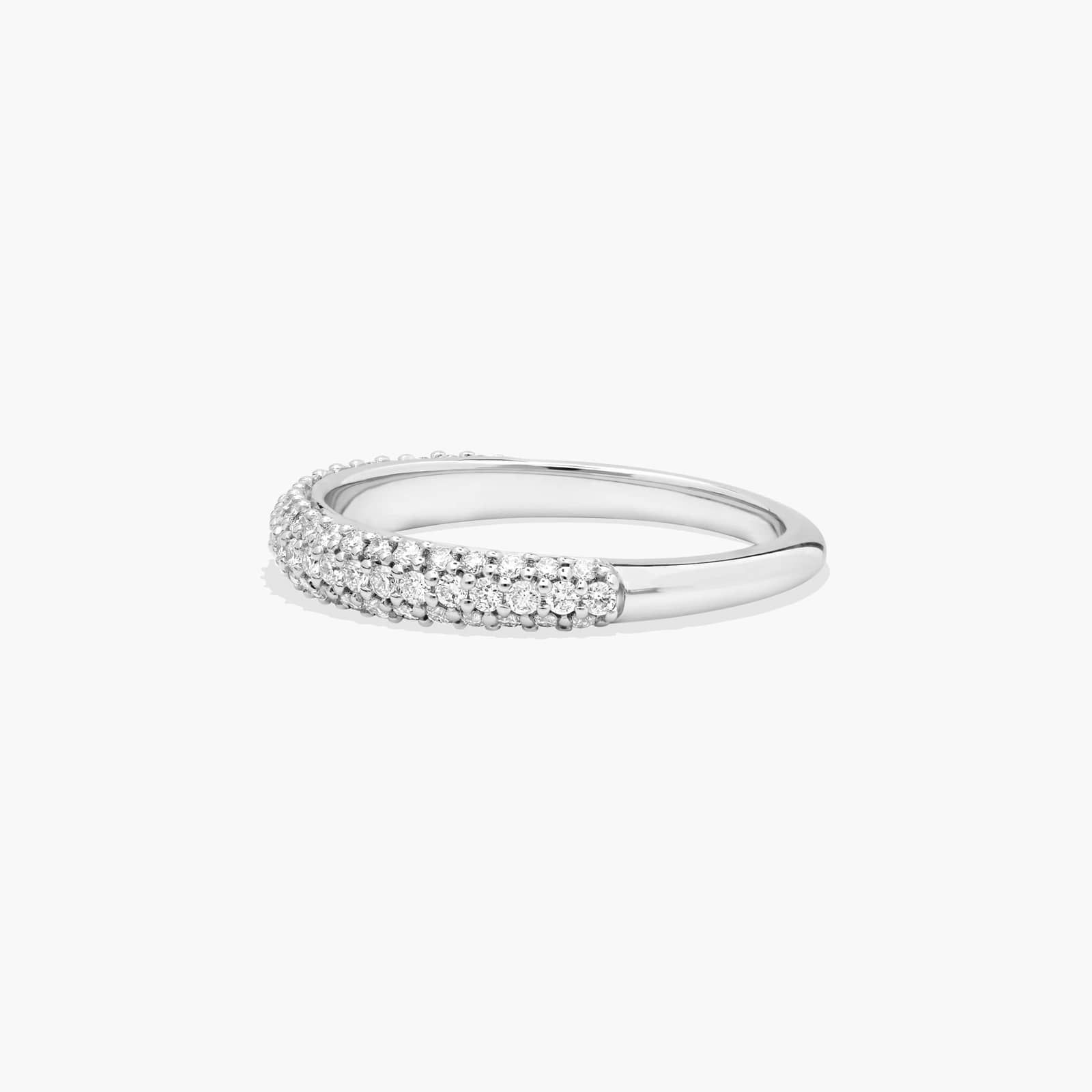 Graduated Triple Row Pavé Diamond Wedding Ring In 14K White Gold (2.50mm)