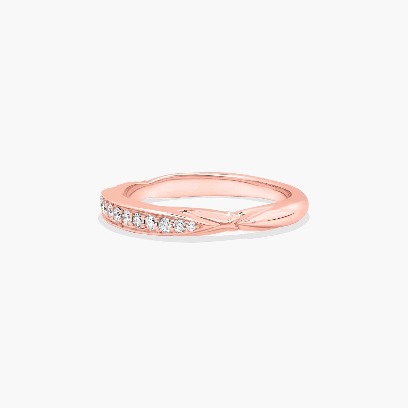 Single Row Graduate Shank Wedding Ring In 14K Rose Gold (2.50mm)
