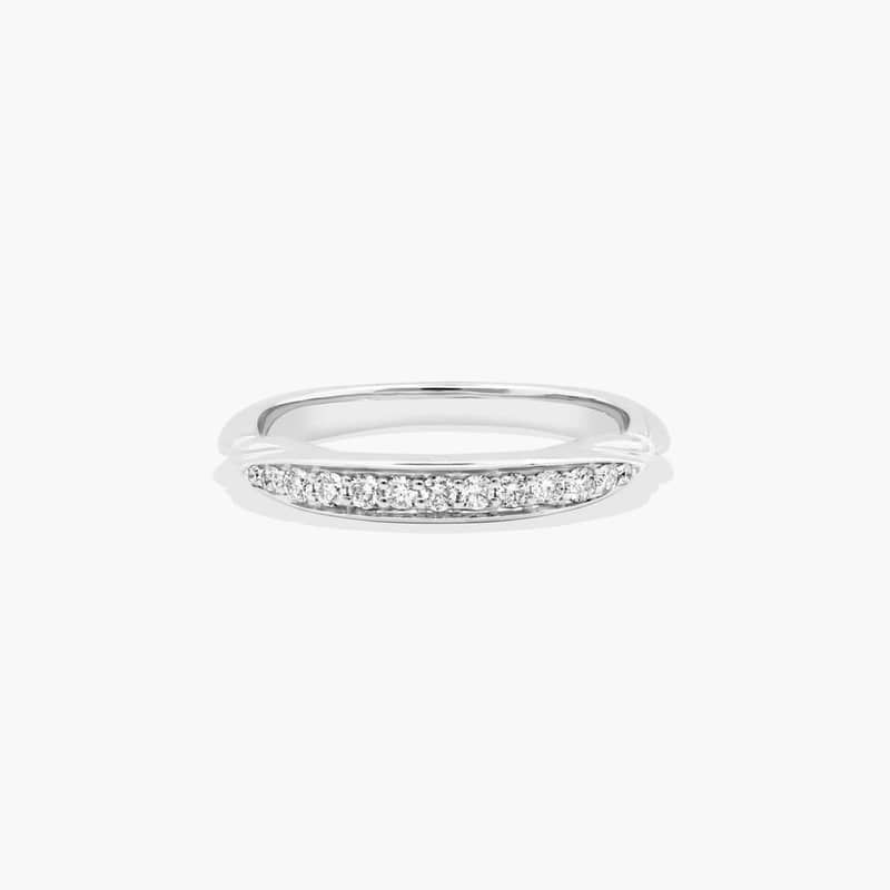 Single Row Graduate Shank Wedding Ring In 14K White Gold (2.50mm)