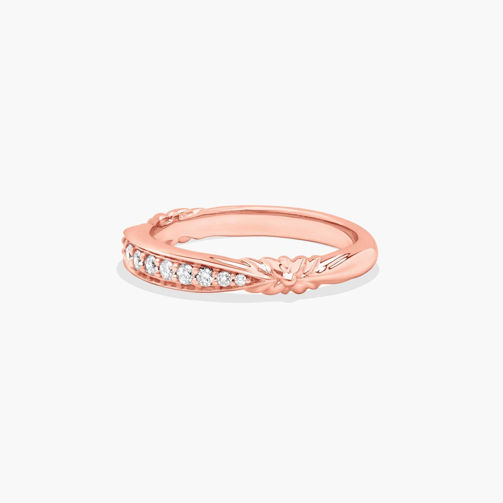 Pavé Graduated Diamond Wedding Ring In 14K Rose Gold (3.00mm)