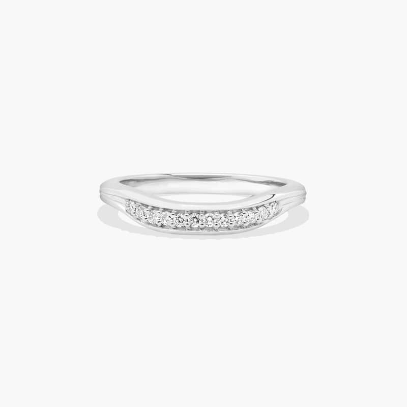 Pavé Ribbed Diamond Wedding Ring In 14K White Gold (2.00mm)