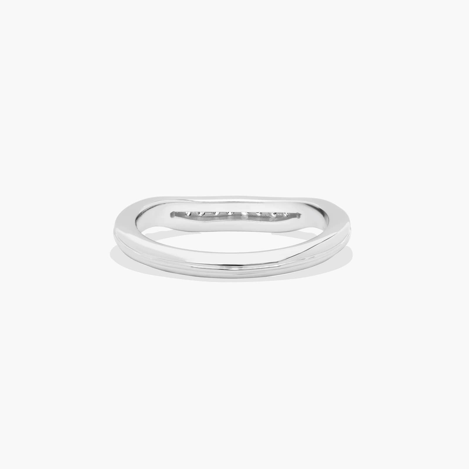 Pavé Ribbed Diamond Wedding Ring In 14K White Gold (2.00mm)