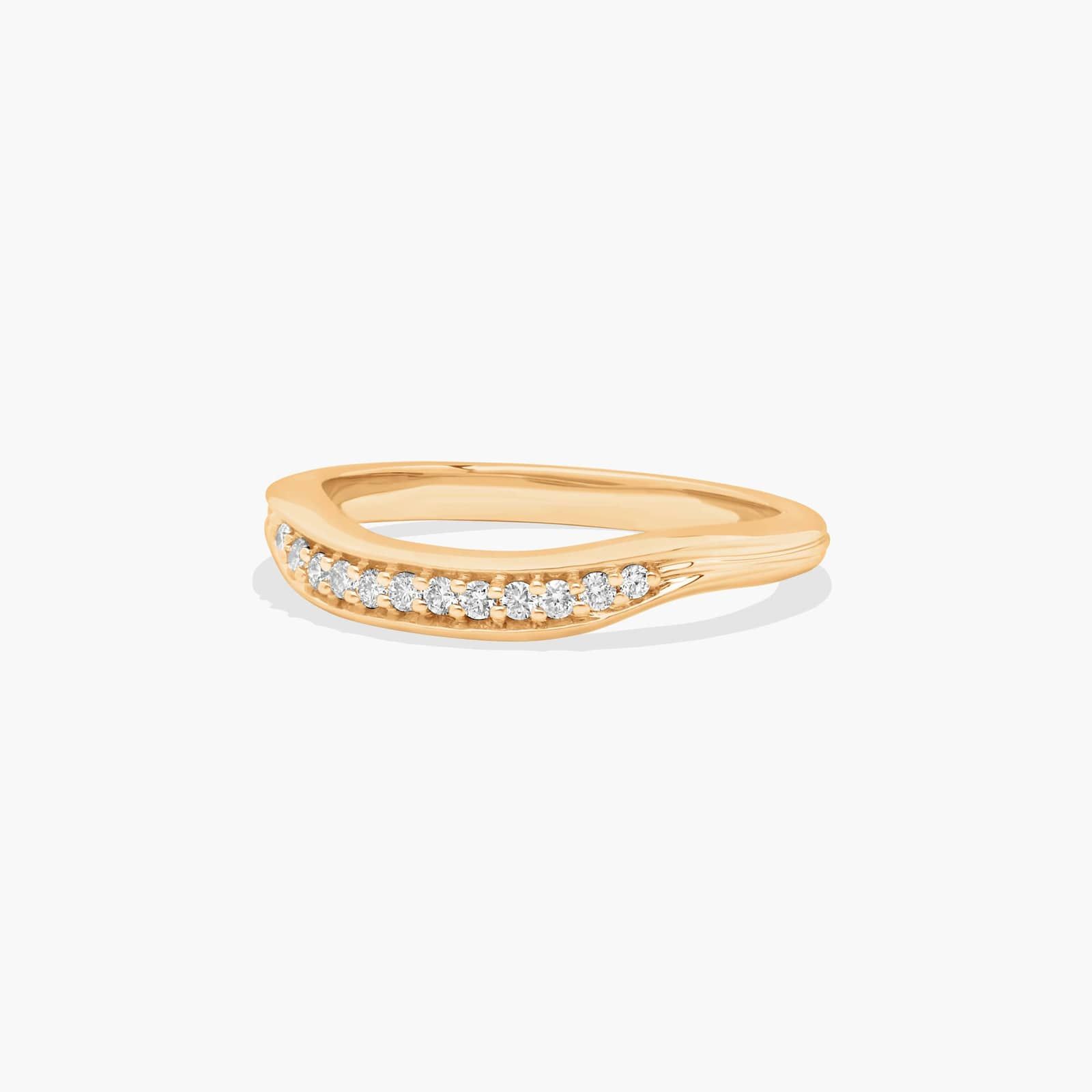 Pavé Ribbed Diamond Wedding Ring In 14K Yellow Gold (2.00mm)