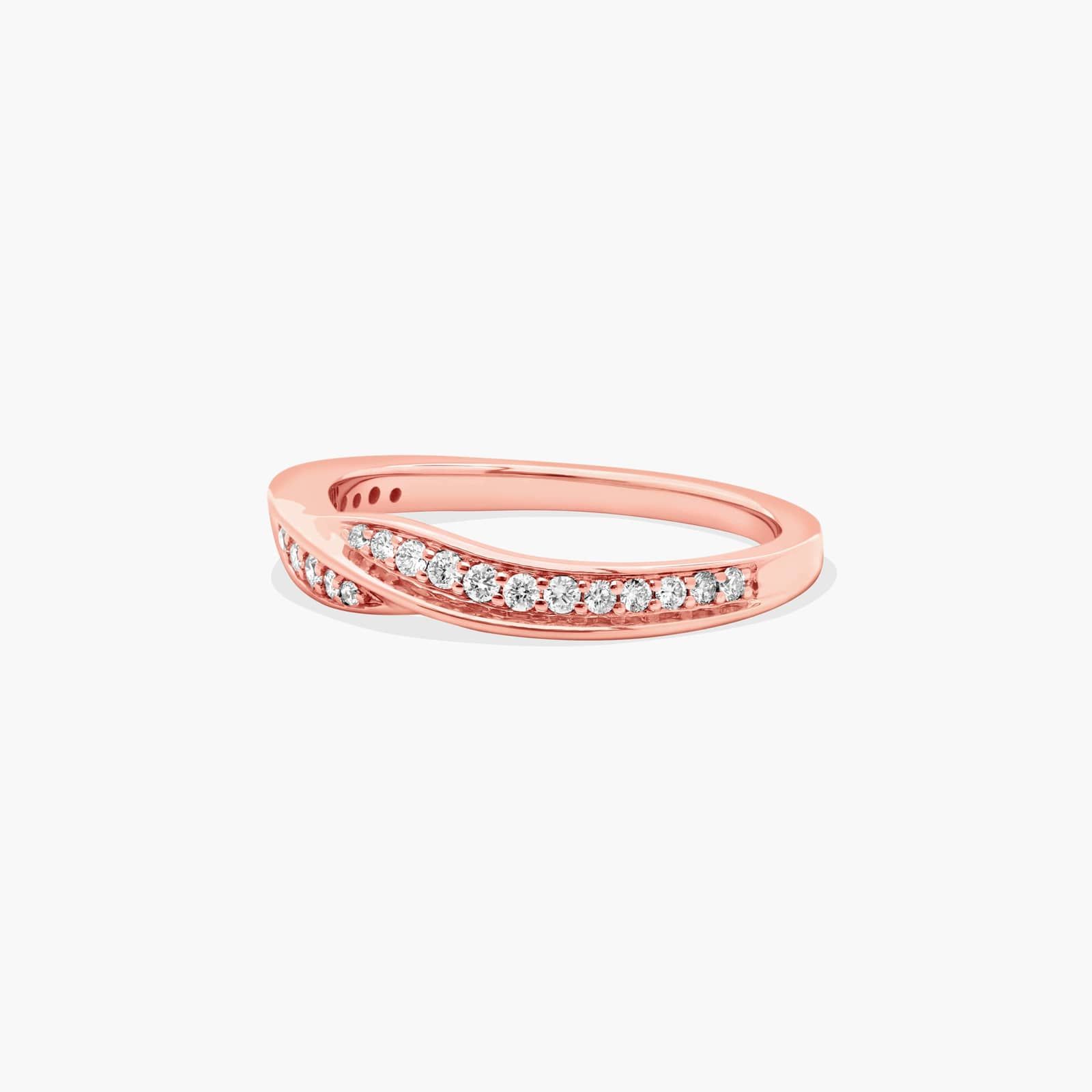 Pavé Bypass Diamond Wedding Ring In 14K Rose Gold (2.00mm)