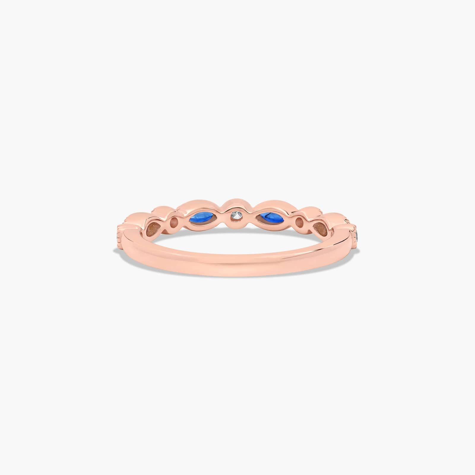 Round Diamond and Marquise Sapphire Wedding Ring In 14K Rose Gold (1.50mm)