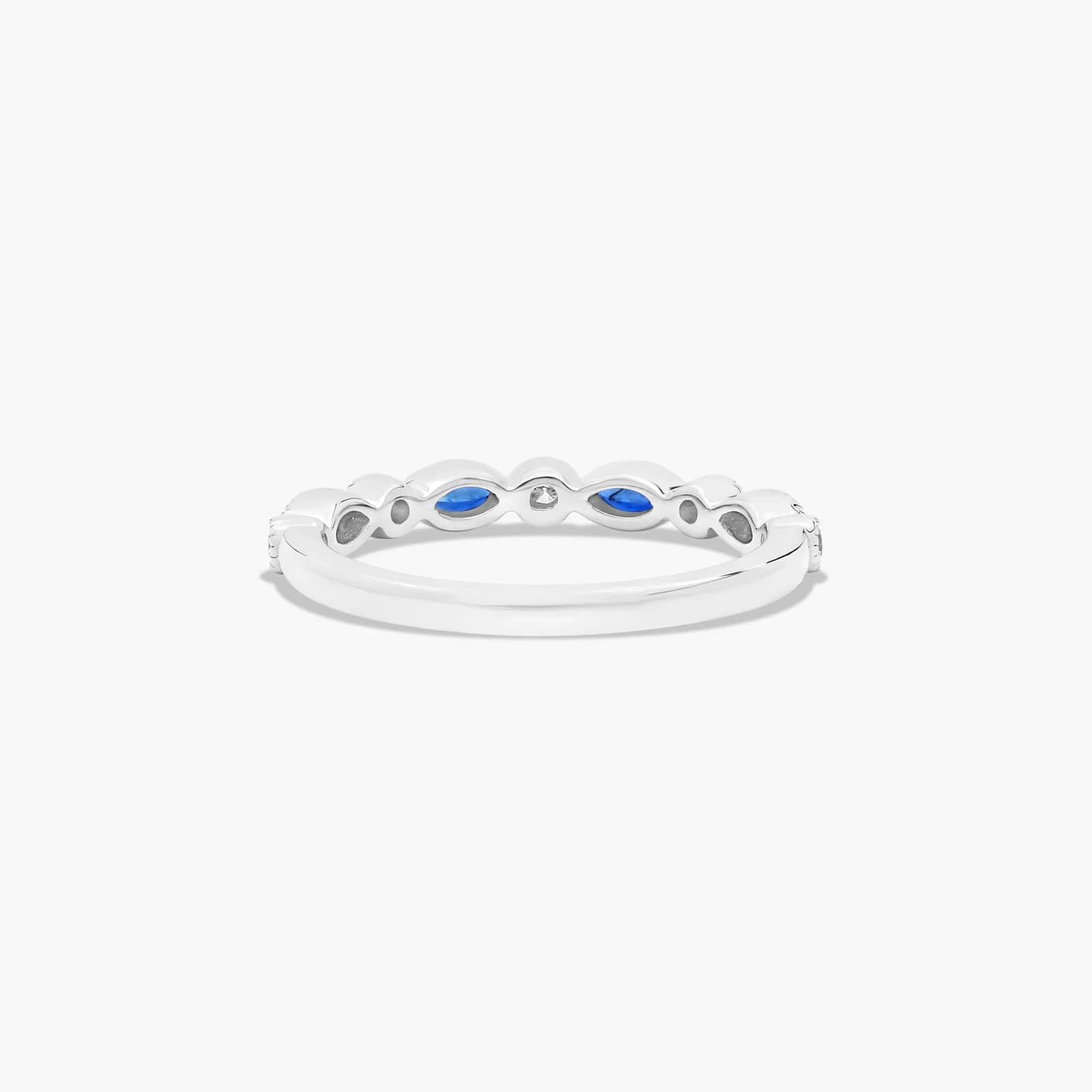Round Brilliant Diamond and Marquise Sapphire Wedding Ring In Platinum (1.50mm)